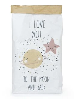 Aufbewahrungstüte "Love To The Moon" In Weiß - (B)60 X (H)90 X (T)13 Cm