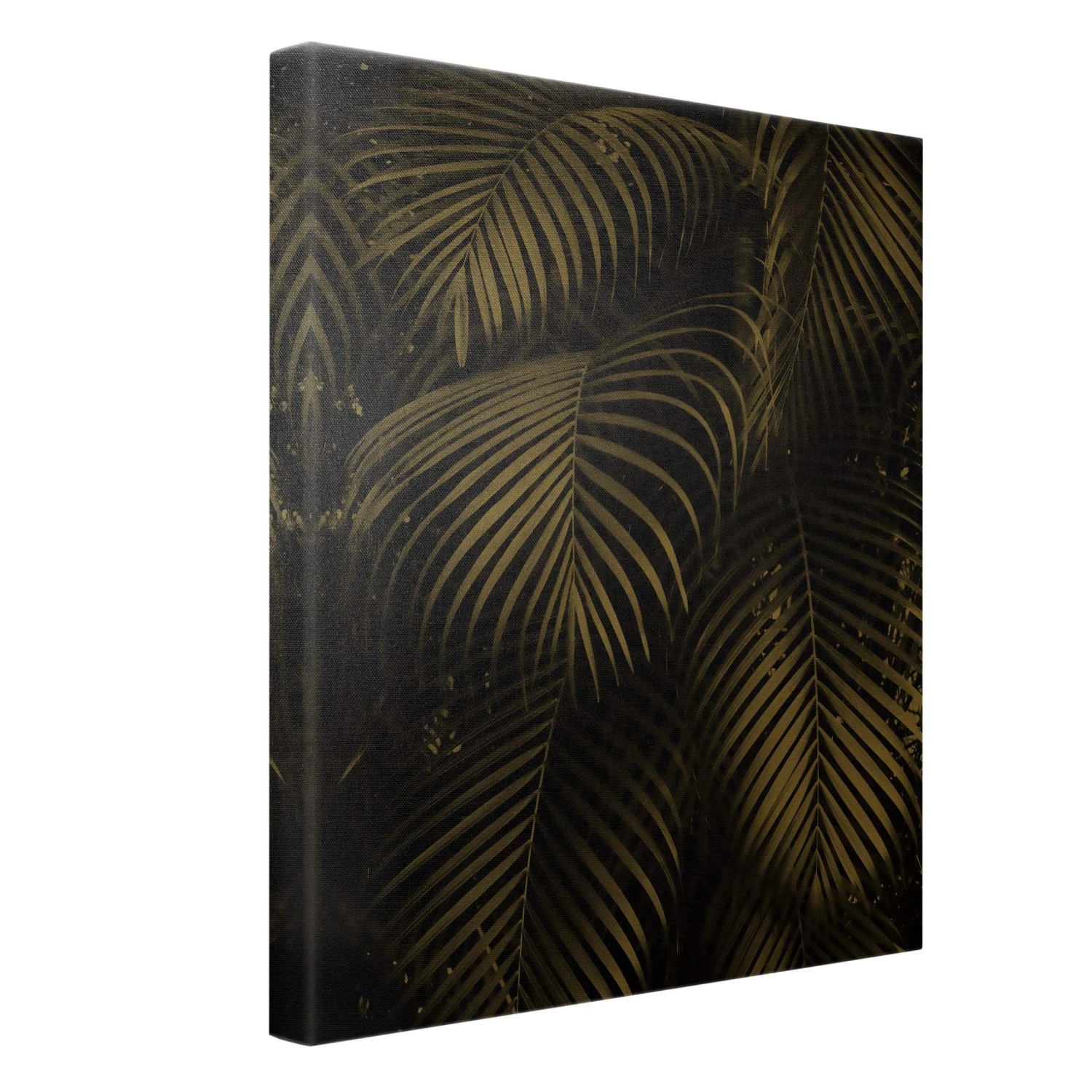 Leinwandbild Gold - Schwarze Palmwedel In Schwarz – Bild 6