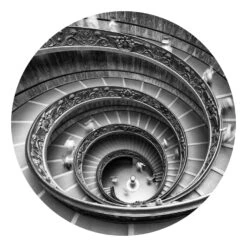 Runde Tapete - Bramante Treppe In Schwarz-Weiß