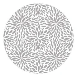 Runde Tapete - Natürliches Muster Blumen In Grau In Grau