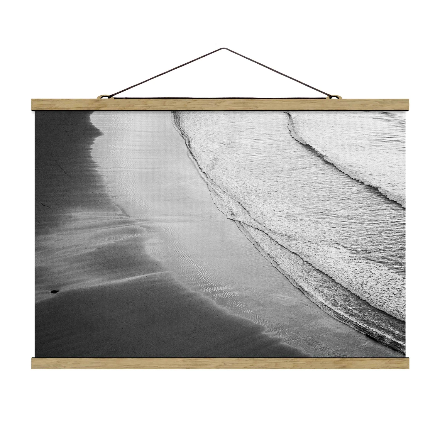 Stoffbild - Leichter Wellengang Am Strand Schwarz Weiß In Schwarz-Weiß