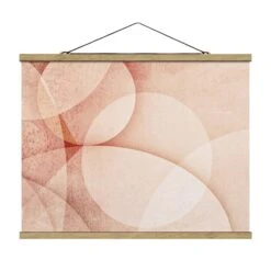 Stoffbild Mit Posterleisten - Abstrakte Grafik In Pfirsich In Rosa
