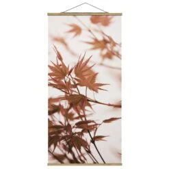 Stoffbild Mit Posterleisten - Ahornblätter In Herbstsonne In Rot