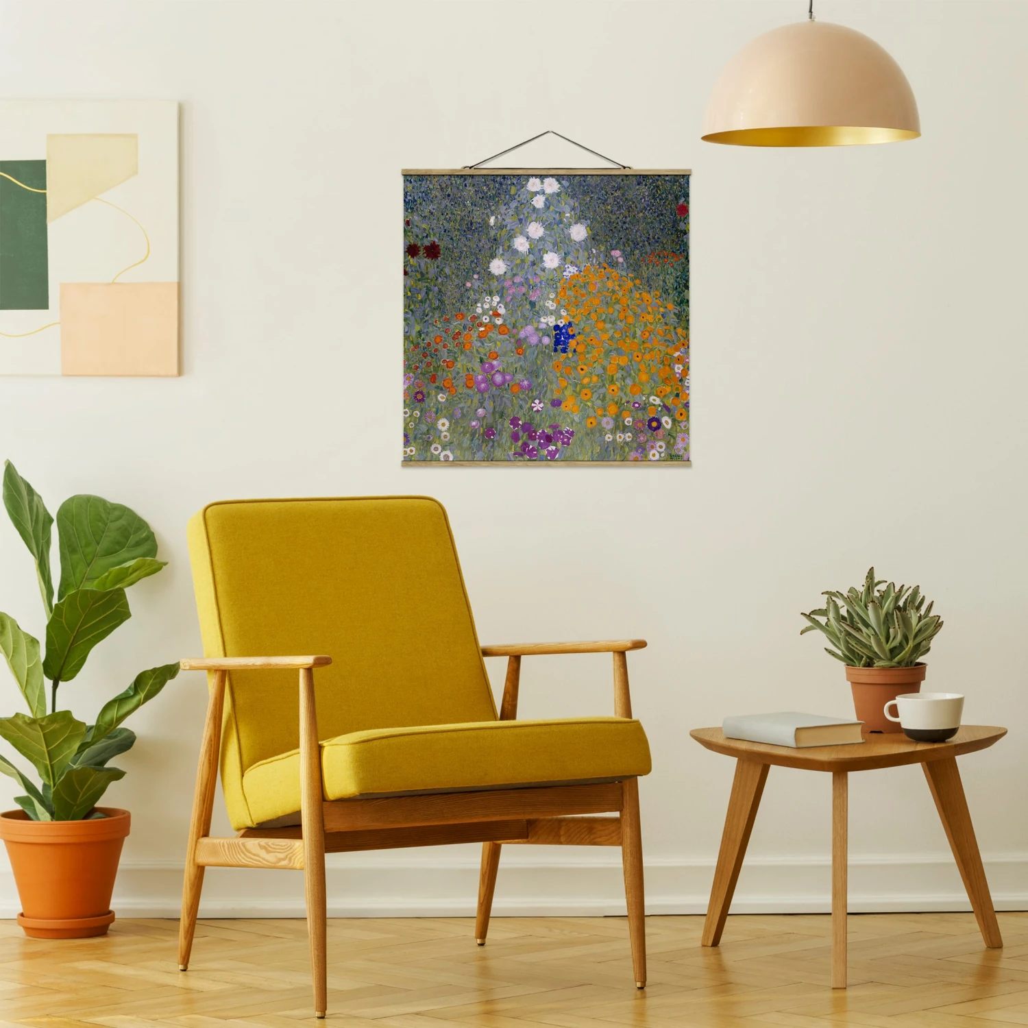 Stoffbild Mit Posterleisten - Gustav Klimt - Bauerngarten In Violett – Bild 3