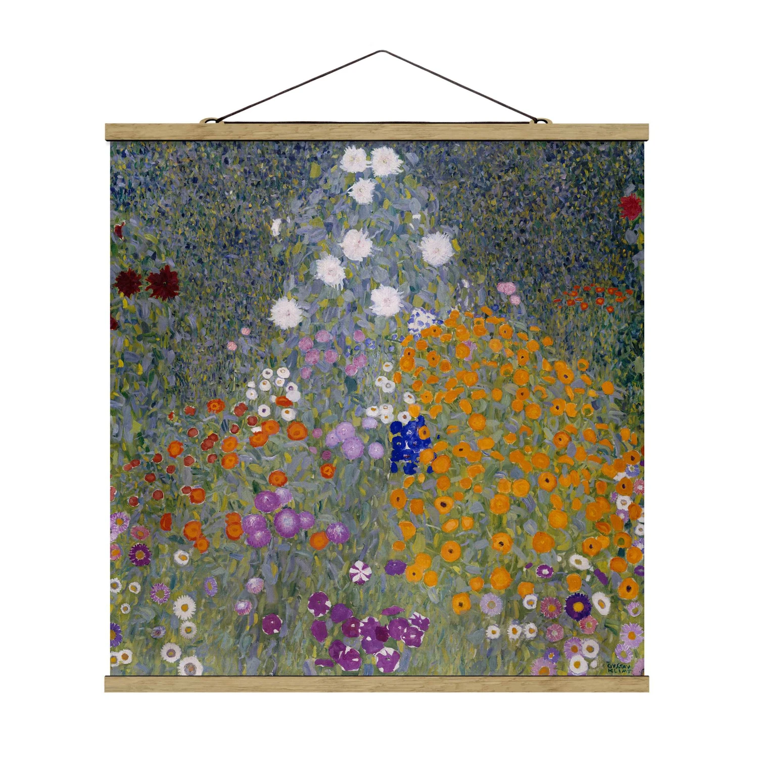 Stoffbild Mit Posterleisten - Gustav Klimt - Bauerngarten In Violett