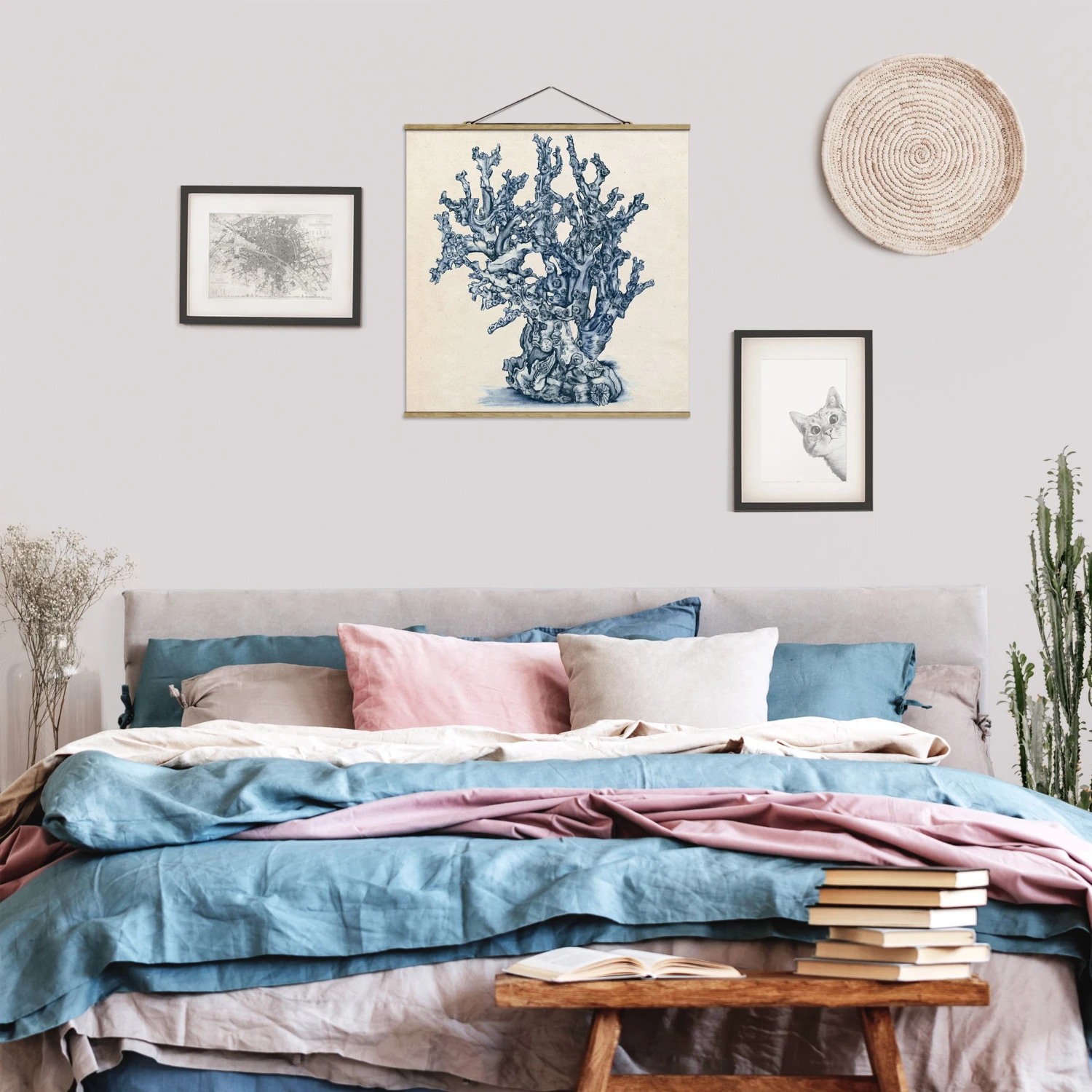 Stoffbild Mit Posterleisten - Meereskorallen Studie II In Creme-Beige – Bild 3