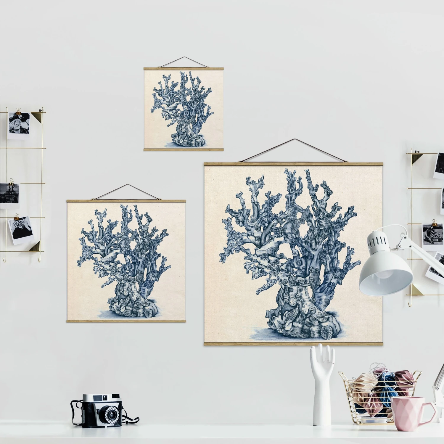 Stoffbild Mit Posterleisten - Meereskorallen Studie II In Creme-Beige – Bild 7