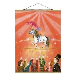 Stoffbild Mit Posterleisten - Zirkuspony Micki In Orange