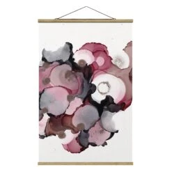 Stoffbild - Pink-Beige Tropfen Mit Roségold In Rosa