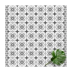 Vinyl-Teppich - Geometrischer Fliesenmix Blume Grau In Grau