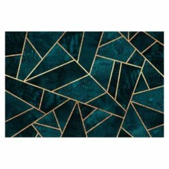 Vliestapete Smart - Dunkles Türkis Mit Gold In Türkis