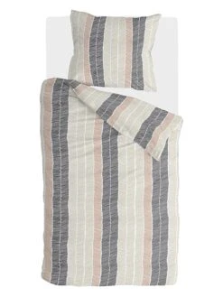 Bettwäsche-Set "Remade Drawing Fishbones" In Beige/ Anthrazit