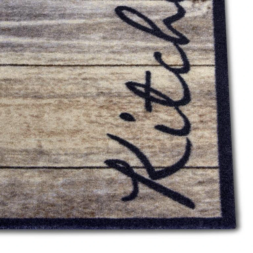 Waschbarer Küchenläufer Kitchen Holzoptik Braun Taupe – Bild 3