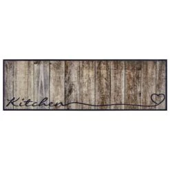 Waschbarer Küchenläufer Kitchen Holzoptik Braun Taupe