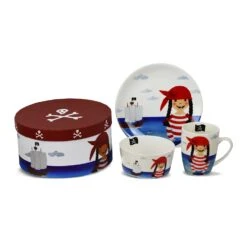 3tlg.-Set: Geschirr-Set „Piratin Paula“ In Bunt